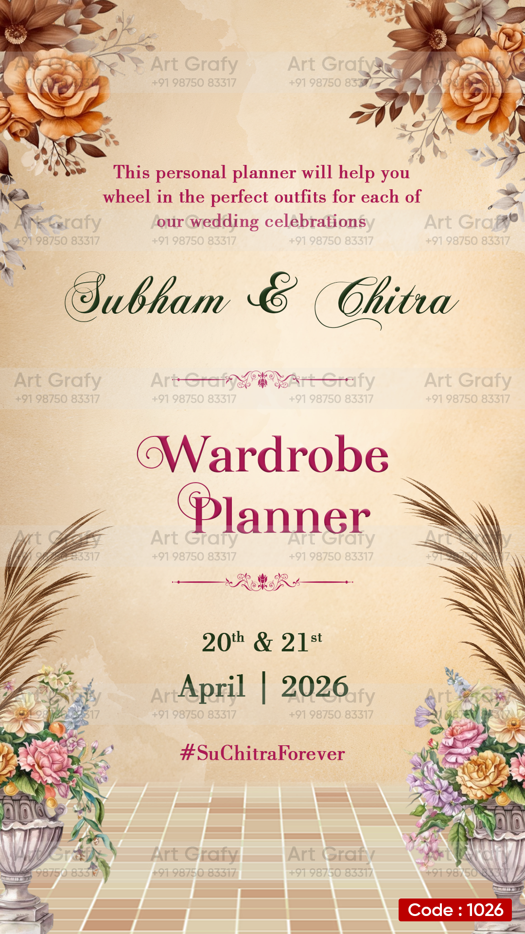 Creative Wardrobe Planner Invitation | Couple Doodle as Royal theme | AG1026