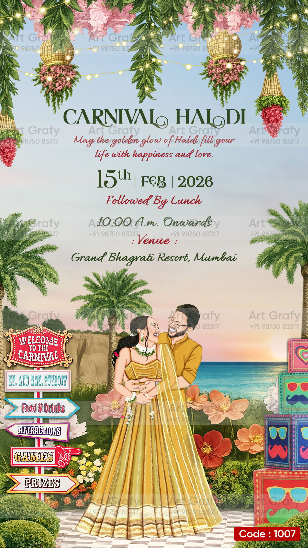 Haldi Ceremony Invitation Card | Groom Haldi Function E-Invite | AG1007