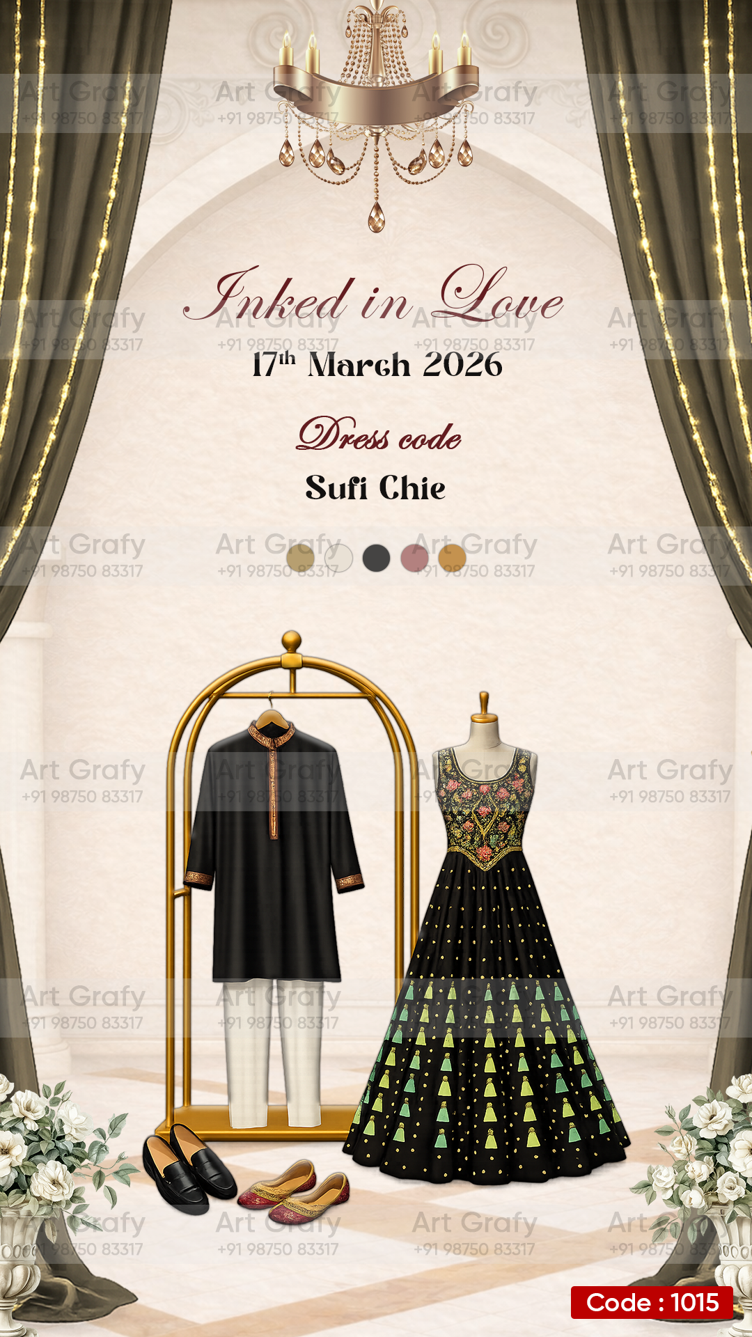 Creative Wardrobe Planner Invitation | Couple Doodle as Royal theme | AG1015