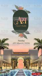 Indian Digital Wedding Ceremony Invitation Card | Gujarati language with Royal Theme design | AG1014