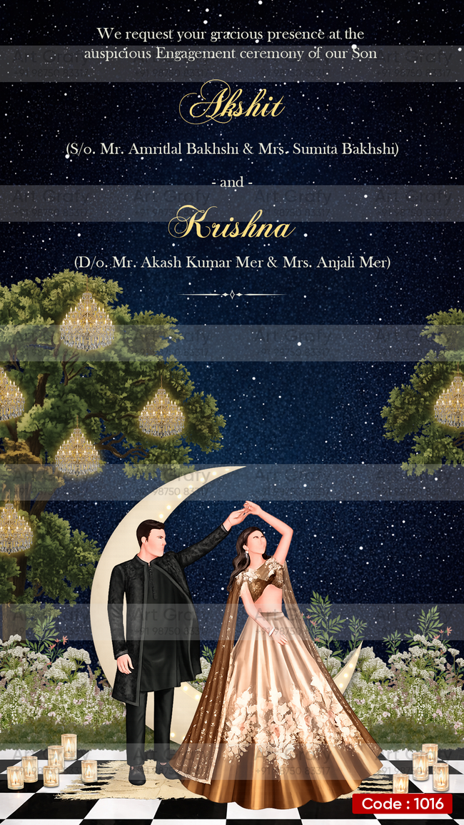 Engagement Ceremony Invitation | Royal Digital Engagement Card | AG1016 Main Image