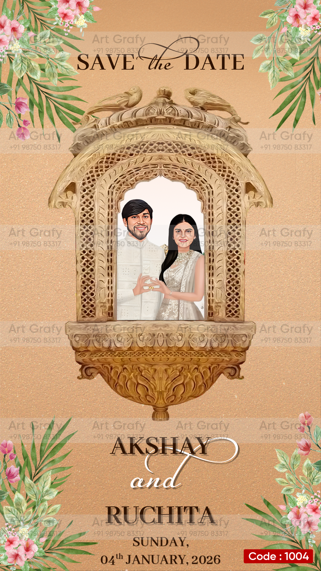 Engagement Ceremony Invitation | Royal Digital Engagement Card | AG1004