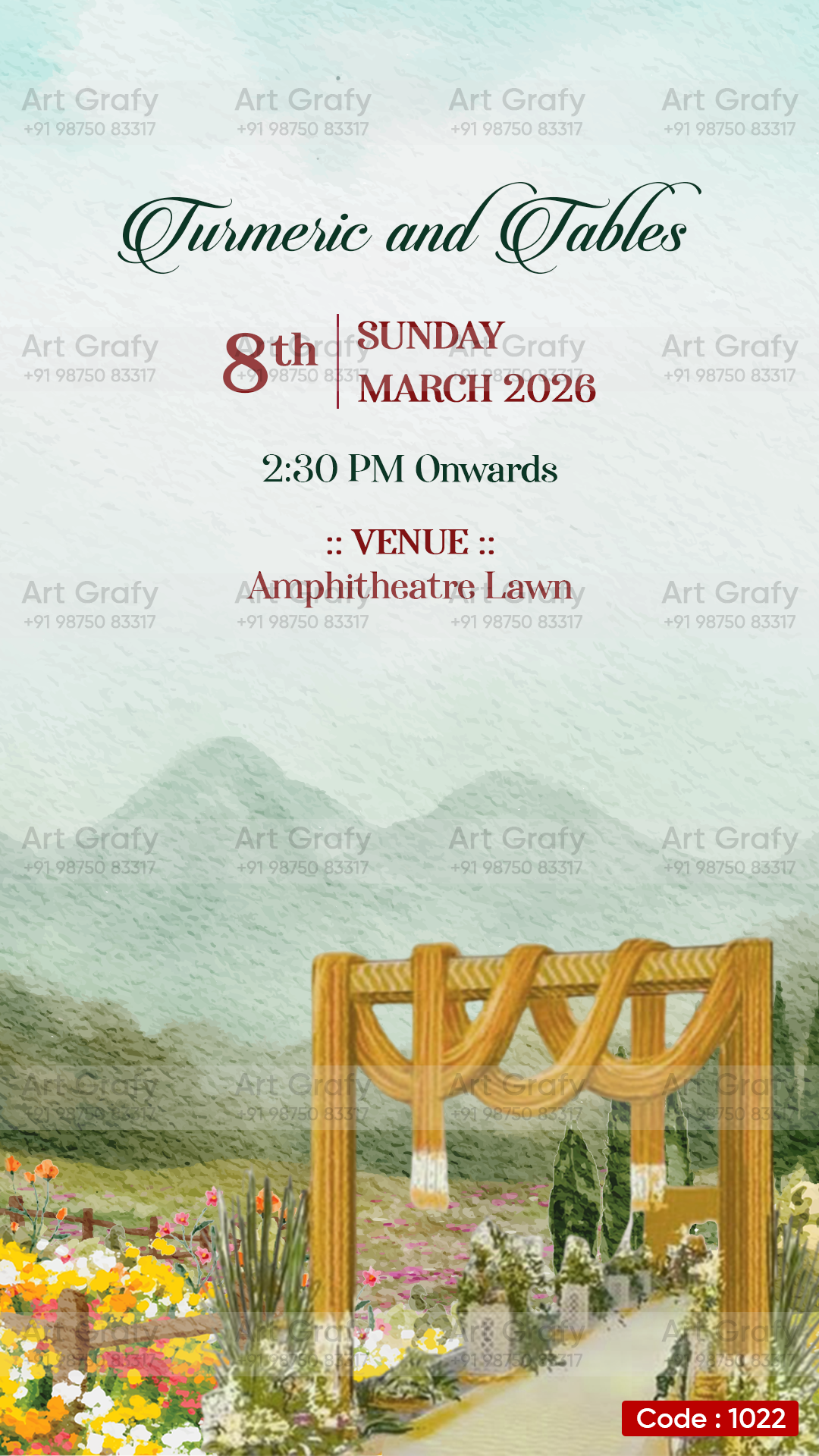 Indian Digital Wedding Ceremony Invitation Card | Gujarati language with Royal Theme design | AG1022