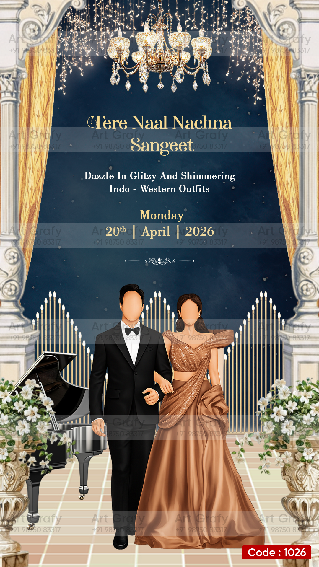 Creative Wardrobe Planner Invitation | Couple Doodle as Royal theme | AG1026