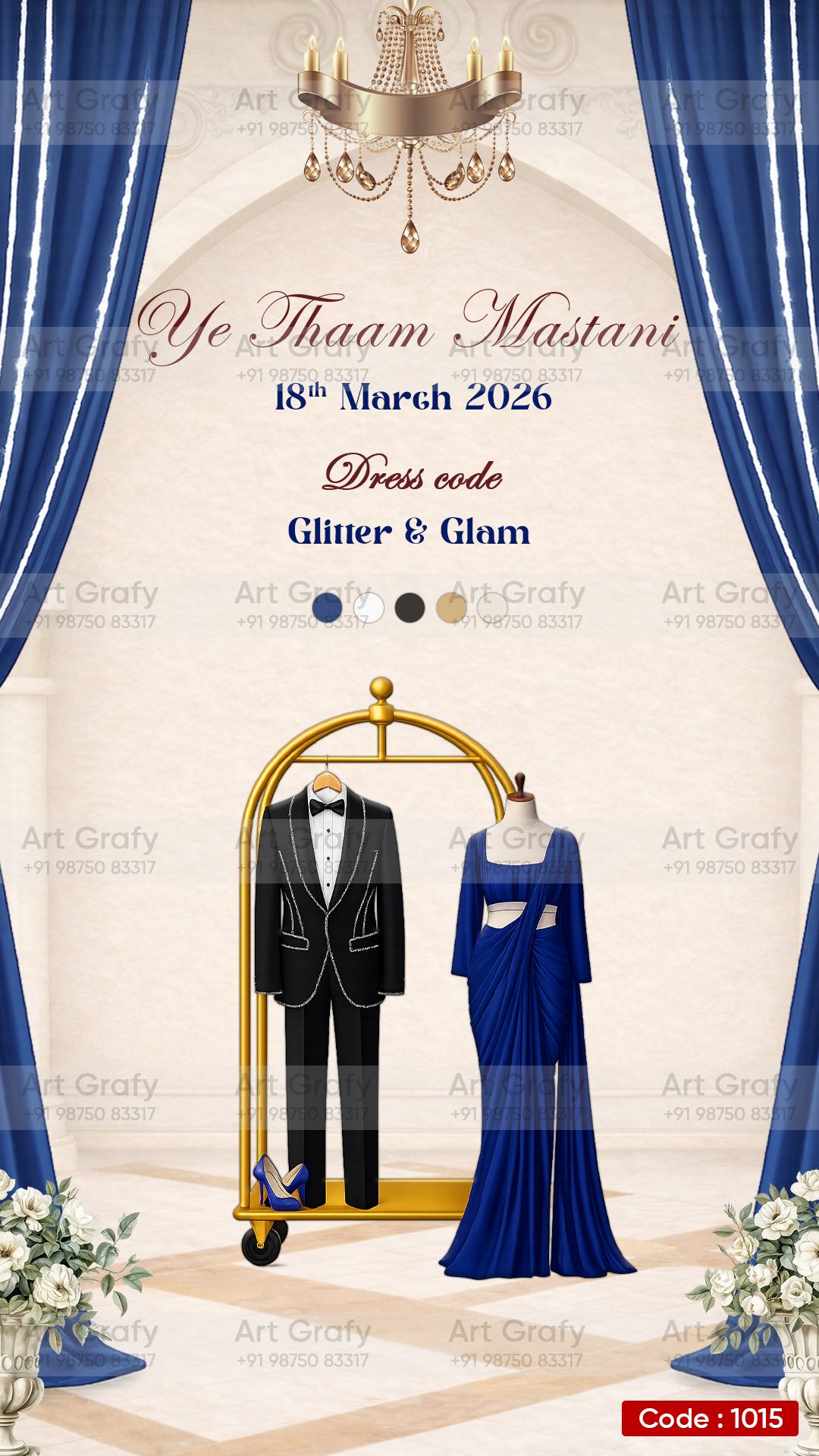 Creative Wardrobe Planner Invitation | Couple Doodle as Royal theme | AG1015