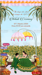 Indian Digital Wedding Ceremony Invitation Card | Gujarati language with Royal Theme design | AG1014