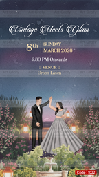 Indian Digital Wedding Ceremony Invitation Card | Gujarati language with Royal Theme design | AG1022