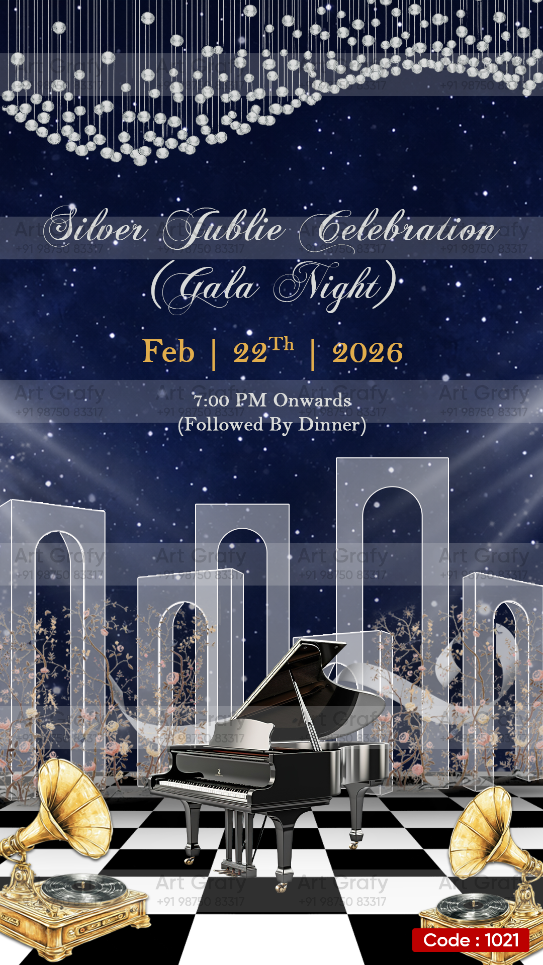 Silver Jubilee Anniversary Party Invitation | Elegant 25th Wedding Celebration E-Invite | AG1021