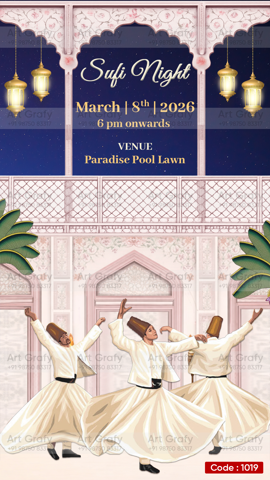 Indian Digital Wedding Ceremony Invitation Card | Gujarati language with Royal Theme design | AG1019