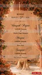 Indian Digital Wedding Ceremony Invitation Card | Gujarati language with Royal Theme design | AG1020