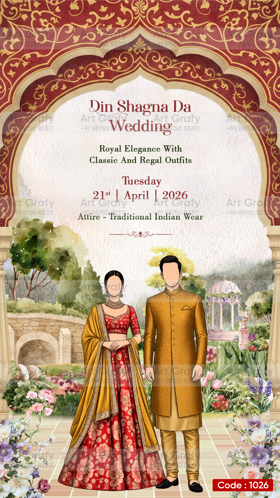 Creative Wardrobe Planner Invitation | Couple Doodle as Royal theme | AG1026