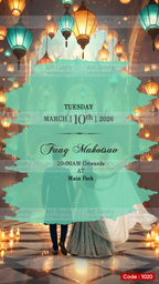 Indian Digital Wedding Ceremony Invitation Card | Gujarati language with Royal Theme design | AG1020