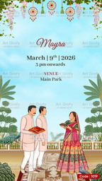 Indian Digital Wedding Ceremony Invitation Card | Gujarati language with Royal Theme design | AG1019