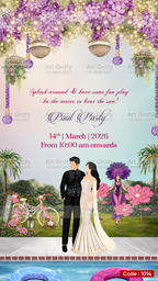 Indian Digital Wedding Ceremony Invitation Card | Gujarati language with Royal Theme design | AG1014