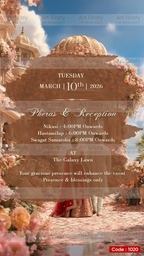 Indian Digital Wedding Ceremony Invitation Card | Gujarati language with Royal Theme design | AG1020