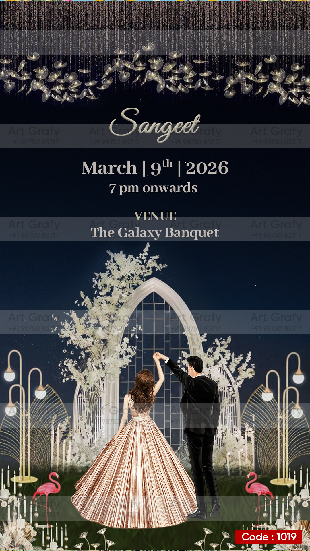 Indian Digital Wedding Ceremony Invitation Card | Gujarati language with Royal Theme design | AG1019