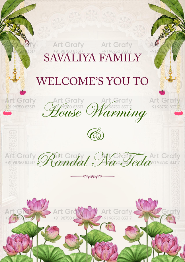 Modern House Warming ceremony Invitation with Beautiful Illustration and Picturesque Background | AG-1160 Hover Image