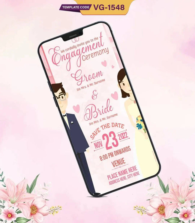 Christian Engagement Invitation | Elegant Digital Save The Date Card | VG-1548 Hover Image