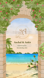 Indian Digital Wedding Ceremony Invitation Card | Gujarati language with Royal Theme design | AG1105