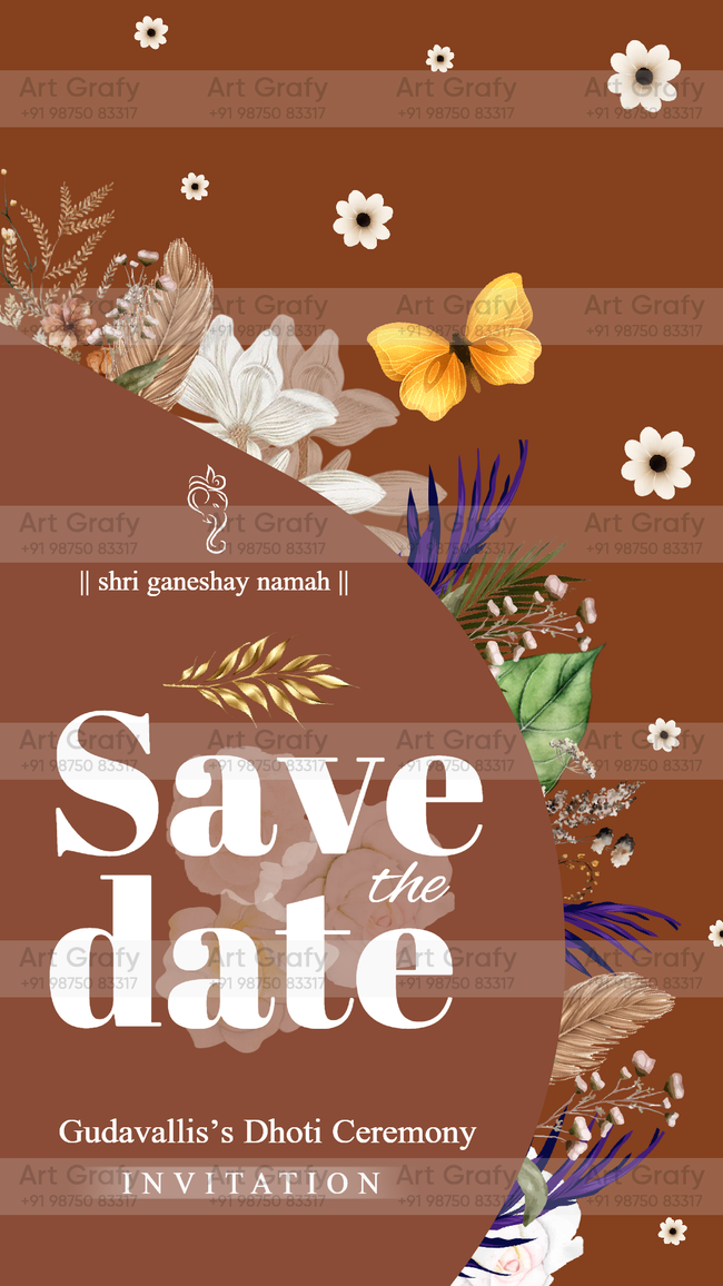 Vibrant Dhoti Ceremony Invitation Card in English Language | AG-1188 Hover Image