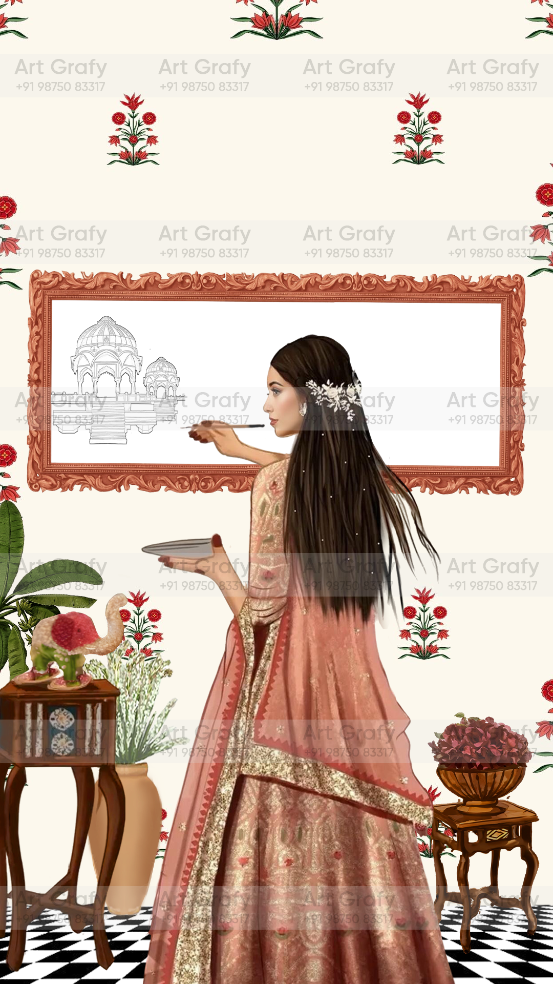 Indian Digital Wedding Ceremony Invitation Card | Gujarati language with Royal Theme design | AG1107