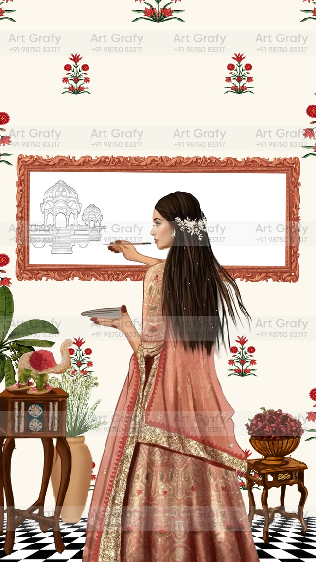 Indian Digital Wedding Ceremony Invitation Card | Gujarati language with Royal Theme design | AG1107 Hover Image