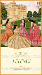 Indian Digital Wedding Ceremony Invitation Card | Gujarati language with Royal Theme design | AG1119