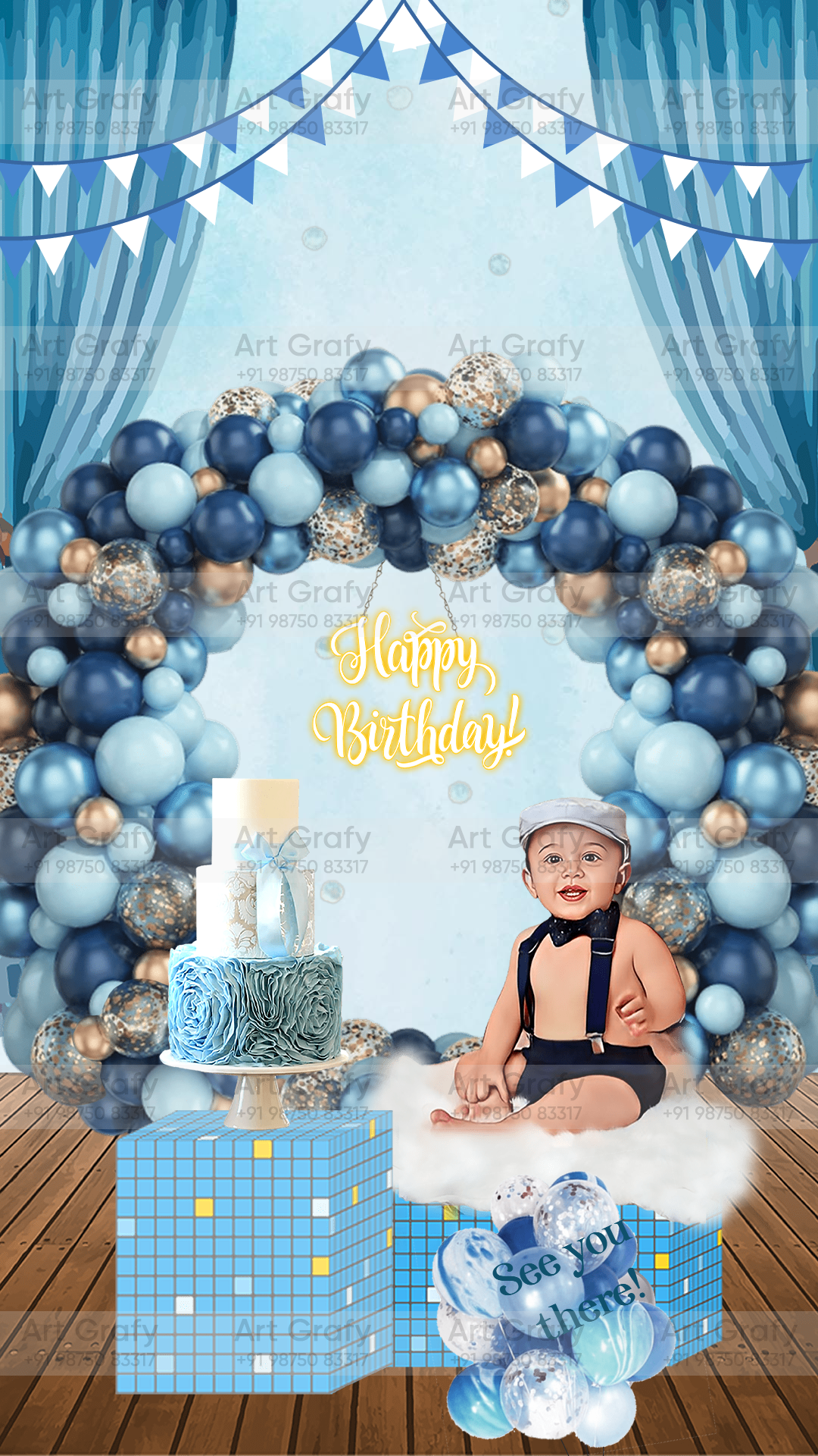 Birthday Party Invitation Card in English Language | AG-1180