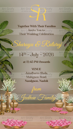 Indian Digital Wedding Ceremony Invitation Card | Gujarati language with Royal Theme design | AG1120