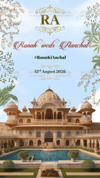 Indian Digital Wedding Ceremony Invitation Card | Gujarati language with Royal Theme design | AG1124