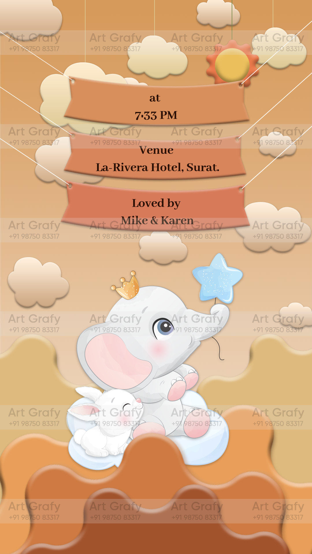 Birthday Party Invitation Card in English Language | AG-1186