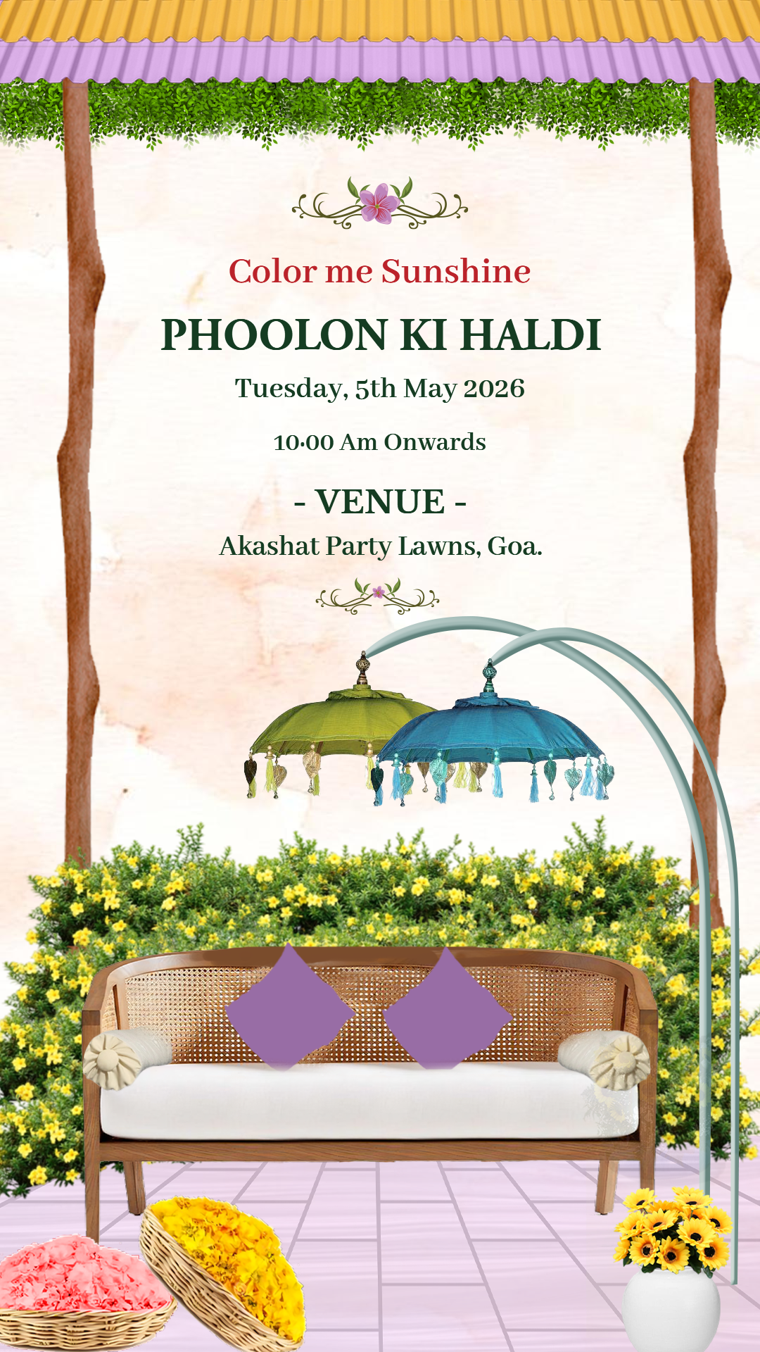 Indian Digital Wedding Ceremony Invitation Card | Gujarati language with Royal Theme design | AG1105