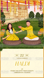 Indian Digital Wedding Ceremony Invitation Card | Gujarati language with Royal Theme design | AG1119