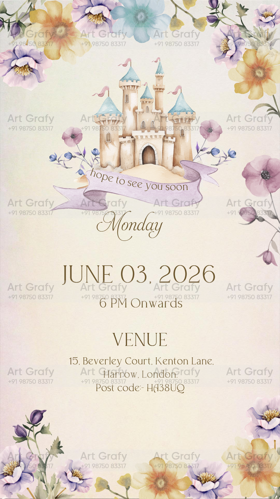 Birthday Party Invitation Card in English Language | AG-1183