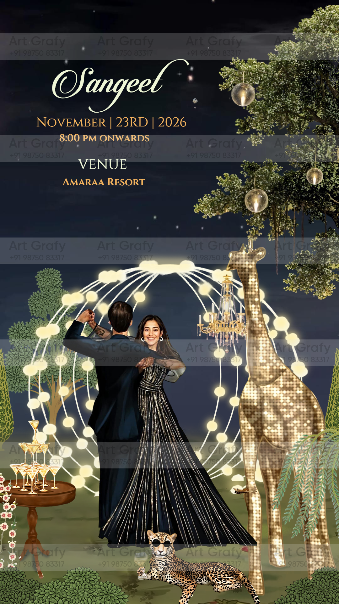 Indian Digital Wedding Ceremony Invitation Card | Gujarati language with Royal Theme design | AG1107