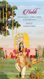 Indian Digital Wedding Ceremony Invitation Card | Gujarati language with Royal Theme design | AG1107