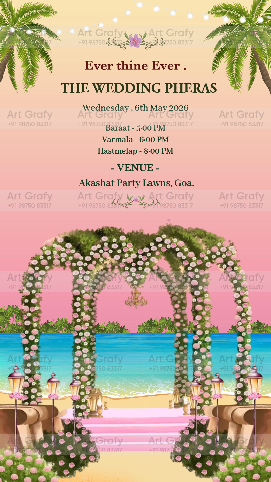 Indian Digital Wedding Ceremony Invitation Card | Gujarati language with Royal Theme design | AG1105