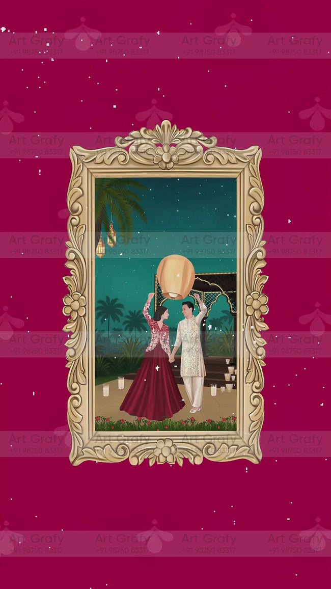 Indian Digital Wedding Ceremony Invitation Card | Gujarati language with Royal Theme design | AG1093 Hover Image