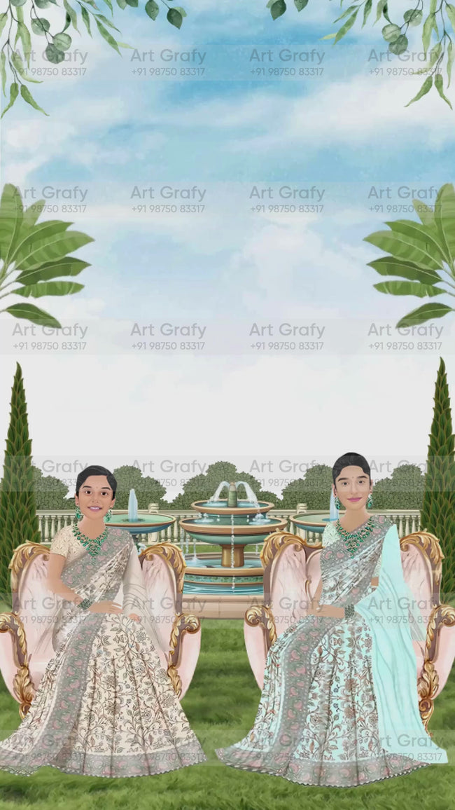 Royal Traditional Half Saree Function Invitation Card | AG-1167 Hover Image