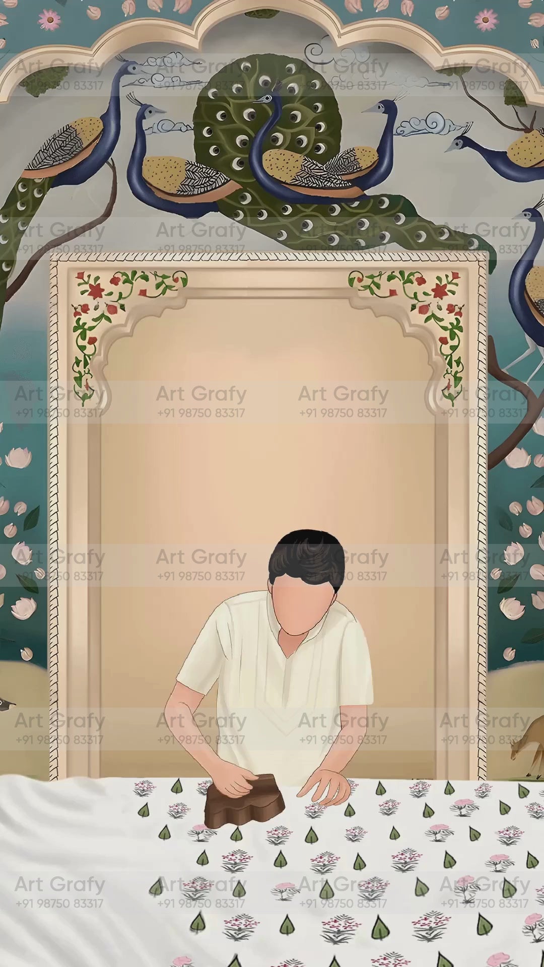 Indian Digital Wedding Ceremony Invitation Card | Gujarati language with Royal Theme design | AG1084