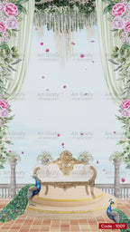 Mehndi Caricature Invitation Card | Traditional Mehndi Ceremony Invite for Daughter | AG1009