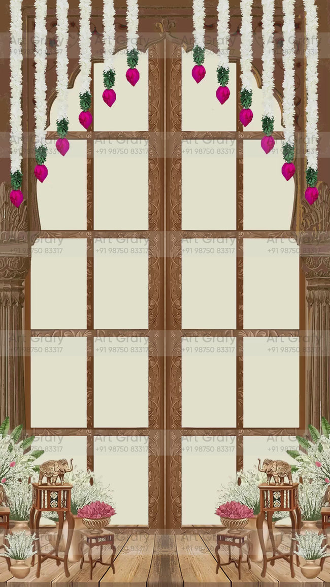 Indian Digital Wedding Ceremony Invitation Card | Gujarati language with Royal Theme design | AG1108 Hover Image